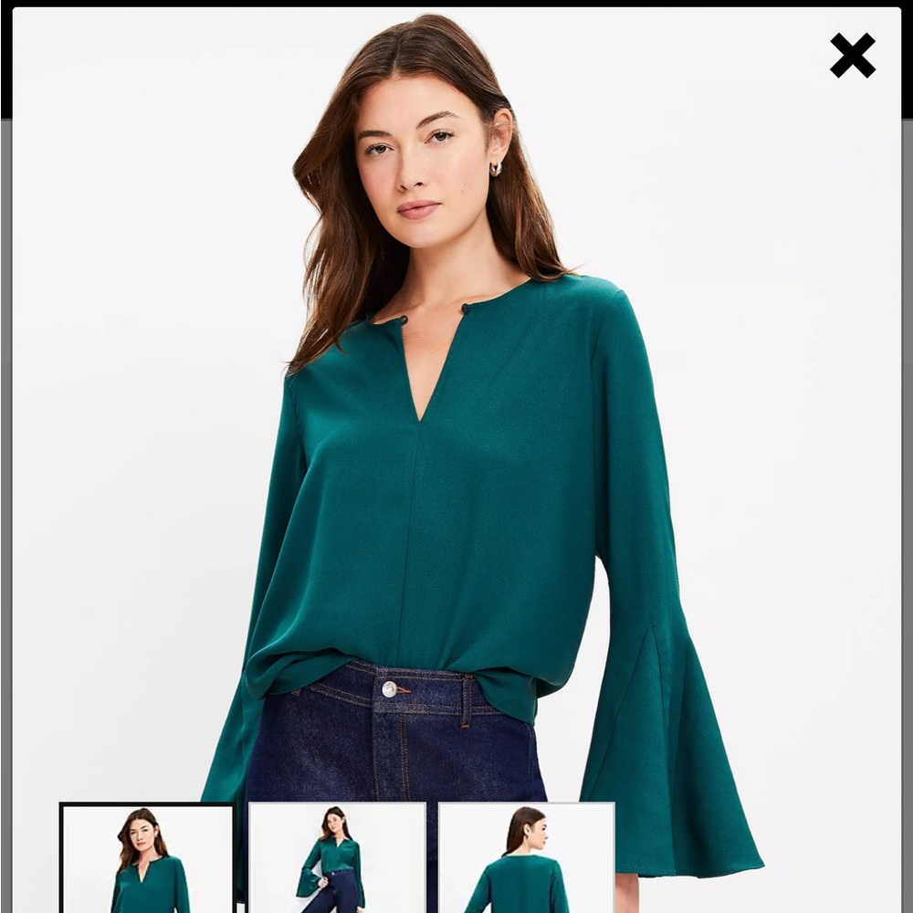 NWT Loft godet bell sleeve blouse